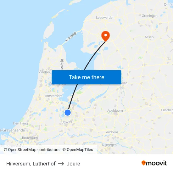 Hilversum, Lutherhof to Joure map