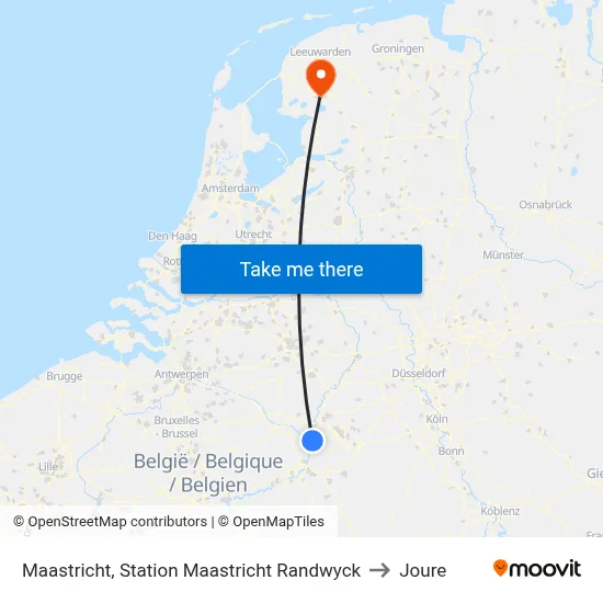 Maastricht, Station Maastricht Randwyck to Joure map