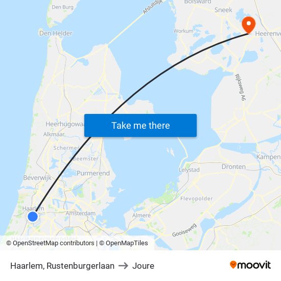 Haarlem, Rustenburgerlaan to Joure map