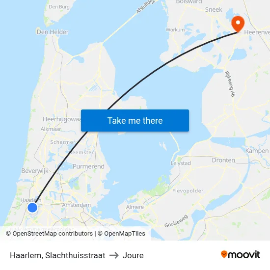Haarlem, Slachthuisstraat to Joure map