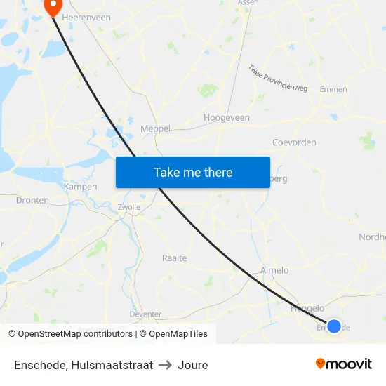 Enschede, Hulsmaatstraat to Joure map