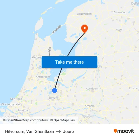 Hilversum, Van Ghentlaan to Joure map