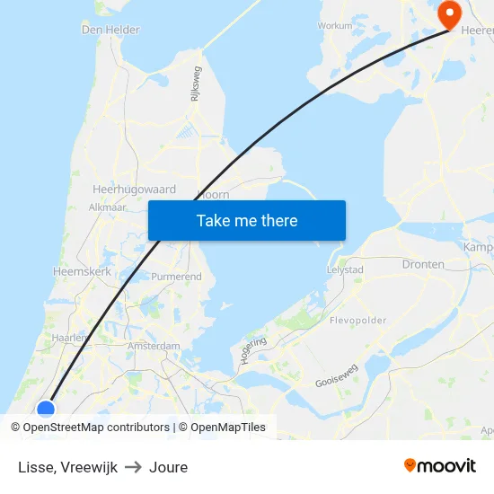 Lisse, Vreewijk to Joure map