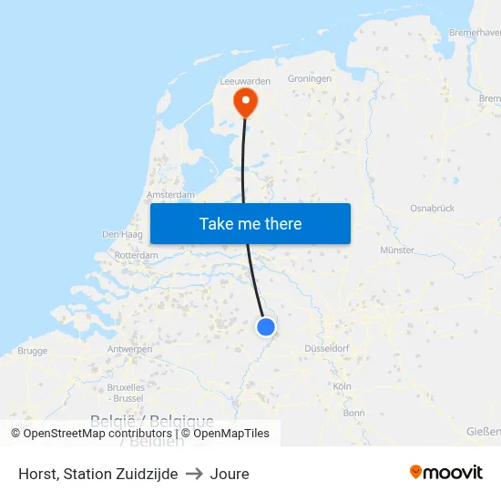 Horst, Station Zuidzijde to Joure map