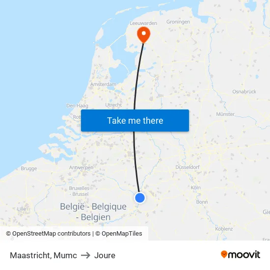 Maastricht, Mumc to Joure map