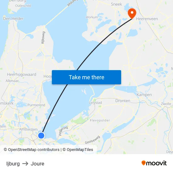 Ijburg to Joure map