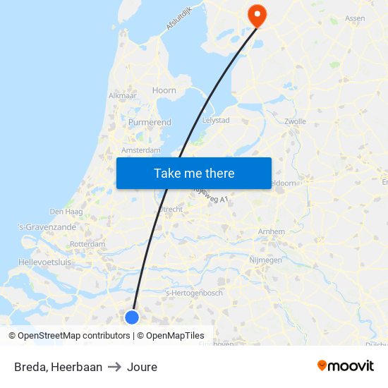 Breda, Heerbaan to Joure map