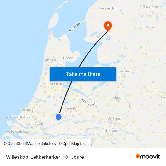 Willeskop, Lekkerkerker to Joure map