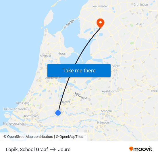 Lopik, School Graaf to Joure map