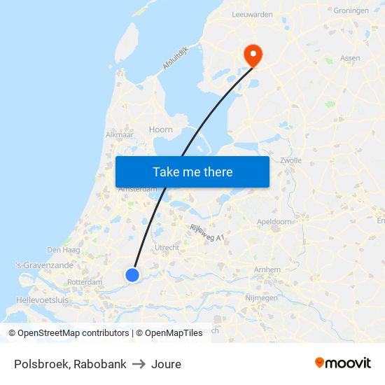 Polsbroek, Rabobank to Joure map