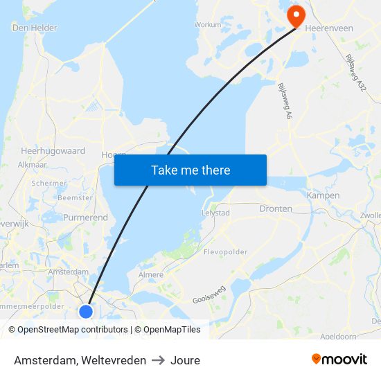 Amsterdam, Weltevreden to Joure map