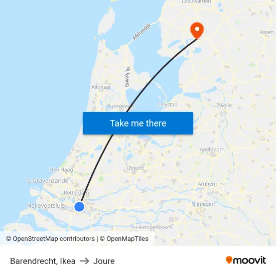 Barendrecht, Ikea to Joure map