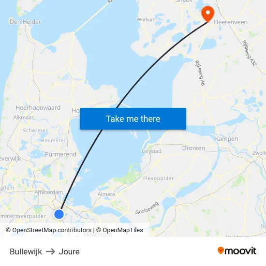 Bullewijk to Joure map