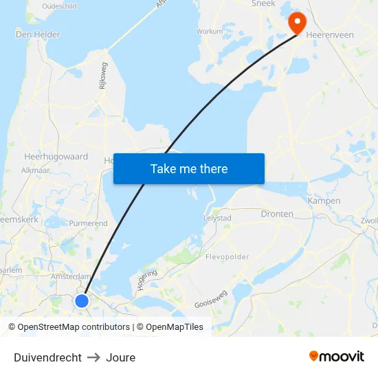 Duivendrecht to Joure map