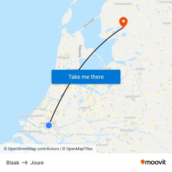Blaak to Joure map