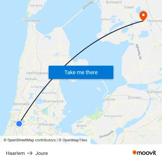 Haarlem to Joure map