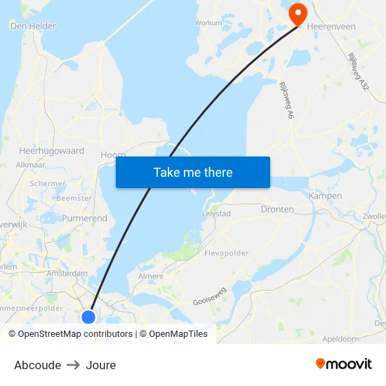Abcoude to Joure map
