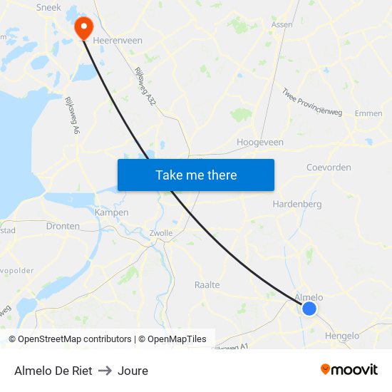Almelo De Riet to Joure map