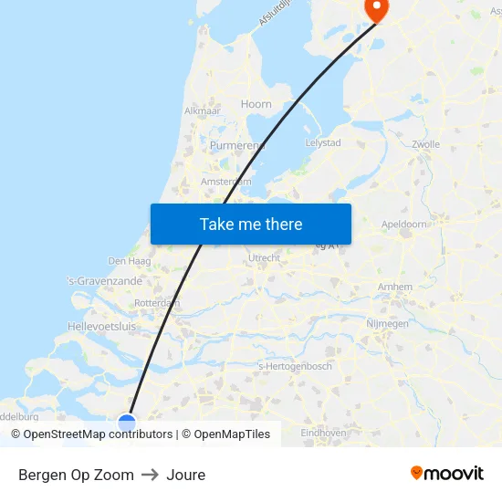 Bergen Op Zoom to Joure map