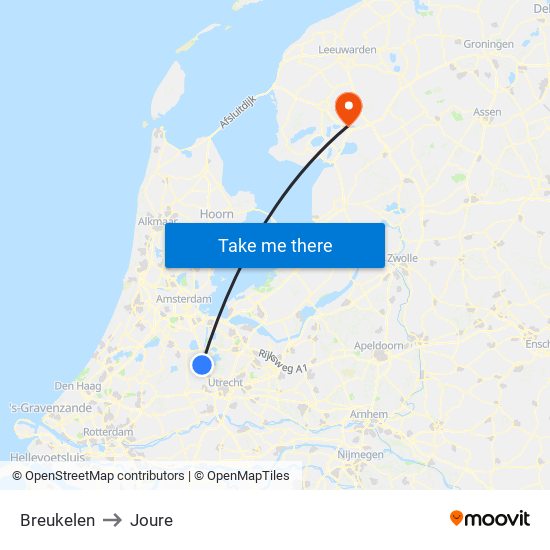 Breukelen to Joure map