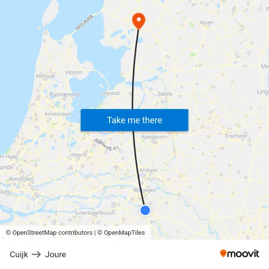 Cuijk to Joure map