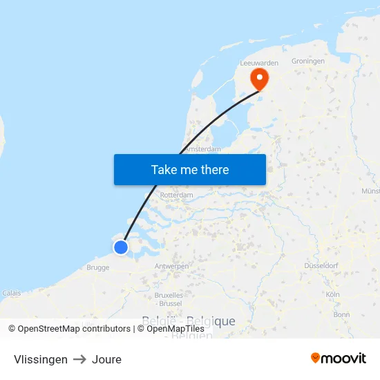 Vlissingen to Joure map