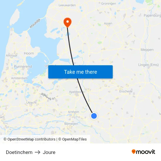 Doetinchem to Joure map