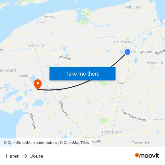 Haren to Joure map