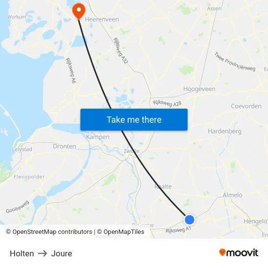 Holten to Joure map