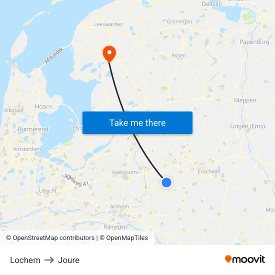 Lochem to Joure map