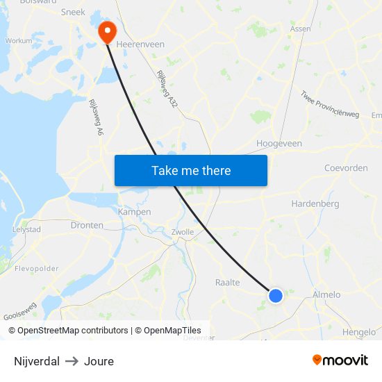 Nijverdal to Joure map