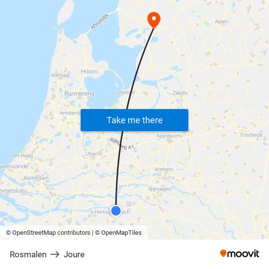 Rosmalen to Joure map