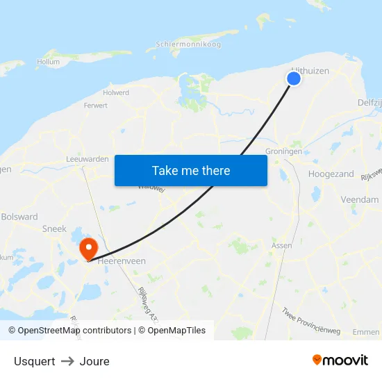 Usquert to Joure map