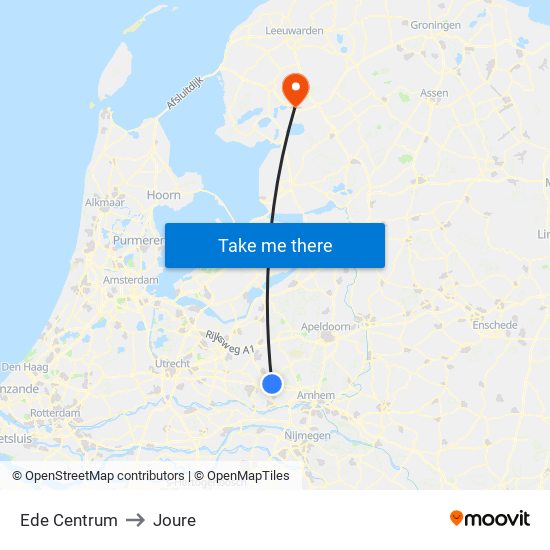 Ede Centrum to Joure map