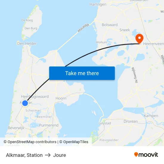 Alkmaar, Station to Joure map
