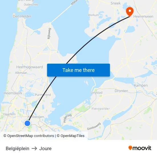 Belgiëplein to Joure map