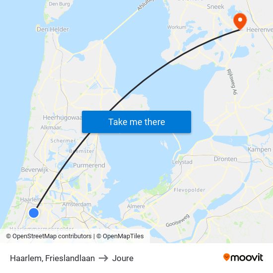 Haarlem, Frieslandlaan to Joure map