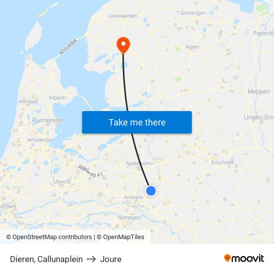 Dieren, Callunaplein to Joure map