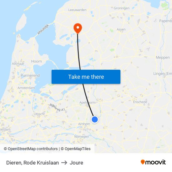 Dieren, Rode Kruislaan to Joure map