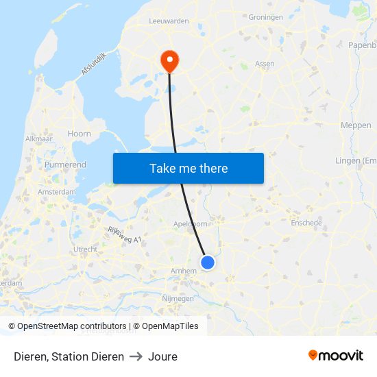 Dieren, Station Dieren to Joure map