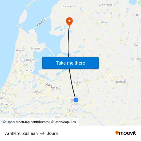 Arnhem, Zaslaan to Joure map