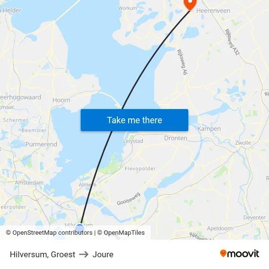 Hilversum, Groest to Joure map
