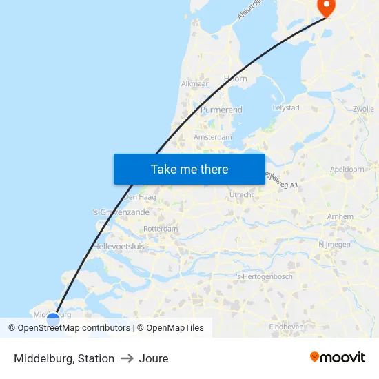 Middelburg, Station to Joure map