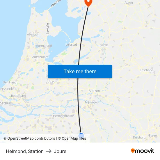 Helmond, Station to Joure map