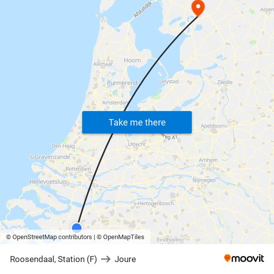 Roosendaal, Station (F) to Joure map
