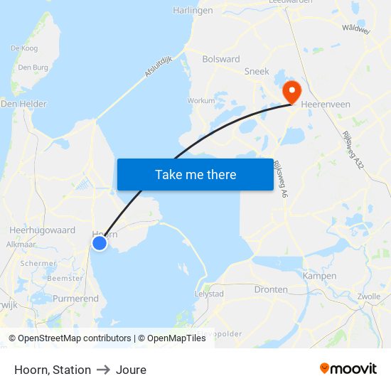Hoorn, Station to Joure map
