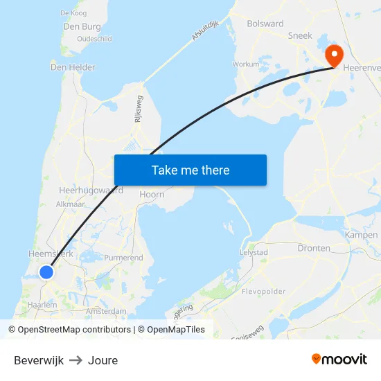 Beverwijk to Joure map