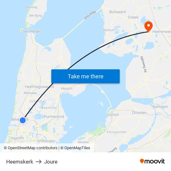 Heemskerk to Joure map