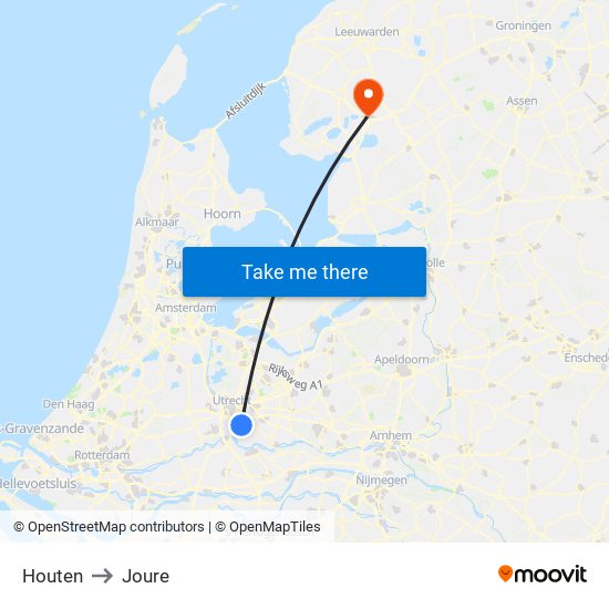 Houten to Joure map