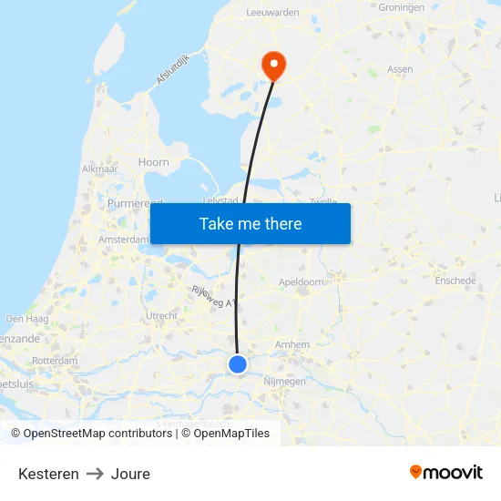 Kesteren to Joure map